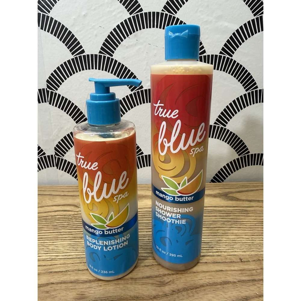 Bath & Body Works‎ True Blue Spa Mango Butter Lotion 8oz & Shower Smoothie 10oz